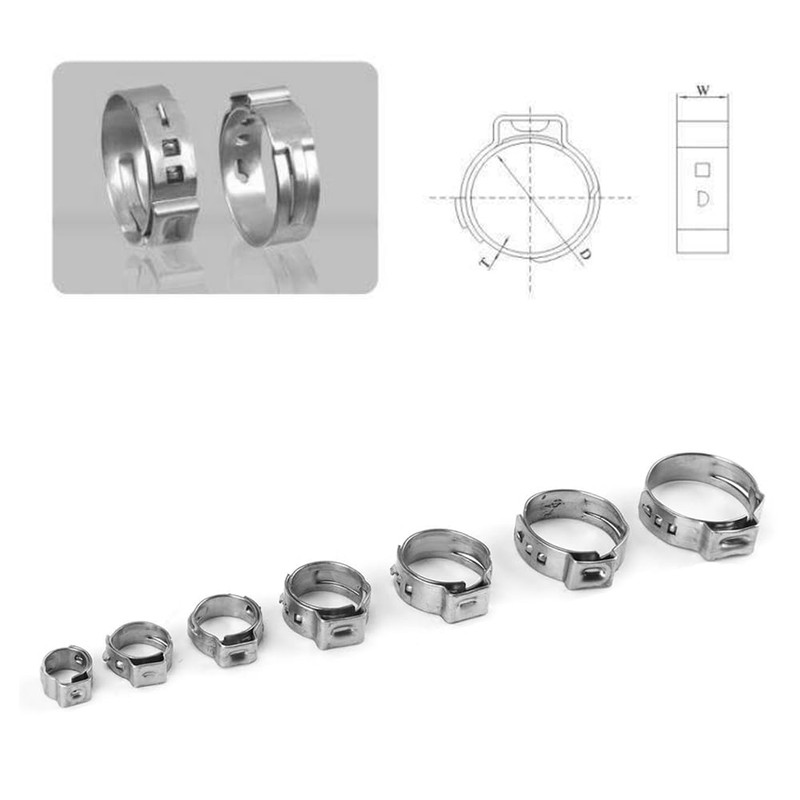 130 Piece Single Ear Stepless Hose Clamp +1PC Hose Clip
