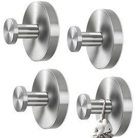 Demarsen Pack of 4 Suction Cup Hooks, Bathroom Suction Hooks, Vacuum Suction Hooks, Removable, No Drilling, Suction Hooks, Towel Holder, Wall Hooks, Stainless Steel for Kitchen, Bathroom, Toilet