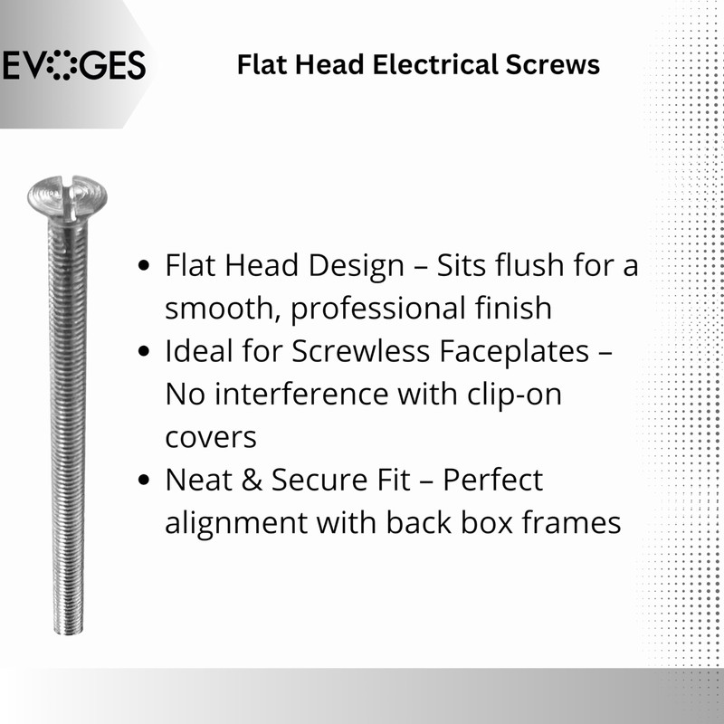 Evoges M3.5 Electrical Fixing Screws - Nickel Plated, Flat Head