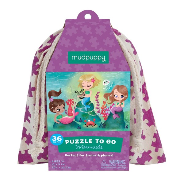Mudpuppy Mermaids to Go Puzzle, 36 Pieces, Ages 3+, Colorful Under-The-Sea Artwork, Made with Safe and Non-Toxic Materials