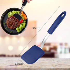 Silicone Cookie Spatula Turner, 2Pcs Silicone Spatula Nonstick Heat-Resistant Mini Brownie Spatula for Flip Egg in Small Frying Pan Cookie Batter Cookware Cooking Baking Utensils