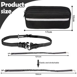 Jogging Lead for 2 Dogs with Belly Strap, Jogging Lead in Black, Dog Jogging Lead, Hands-Free Dog Lead, Jogging Lead for 2 Dogs, Adjustable Exercise Lead, Waist Strap, Dog Lead, for 2 Dog Jogging