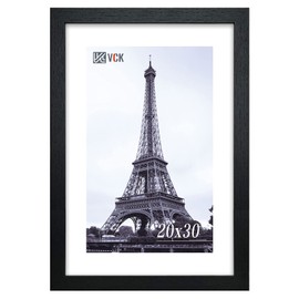 VCK 20x30 Poster Frame - Black, Textured Wood Picture Frames with Polished Plexiglass, Wall Gallery Display