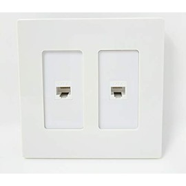 RiteAV - 2 Port Cat6 Ethernet White - Dual Gang Screwless Wall Plate