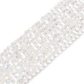 Glass Beads, Czech Bohemian Round Crystal Beads, 4 mm, CZ 90 Pieces, Faceted Glass Cut Beads for Threading (Crystal AB)