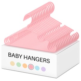 Hsei 60 Pack Kids Thick Plastic Hangers, Cute Baby Clothes Hangers with Non Slip Hooks, Ideal Gifts for Boy and Girl Closet Organizer Baby Shower, Heavy Duty & Durable(Pink Color)