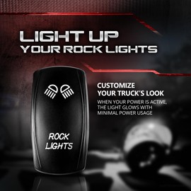 OPT7 Rocker Switch with Jumper Wires Set, Green ON/Off Switch 5-Pin Illuminated for LED Rock Lights, 20A/12V for Cars, Trucks, Boats, RV