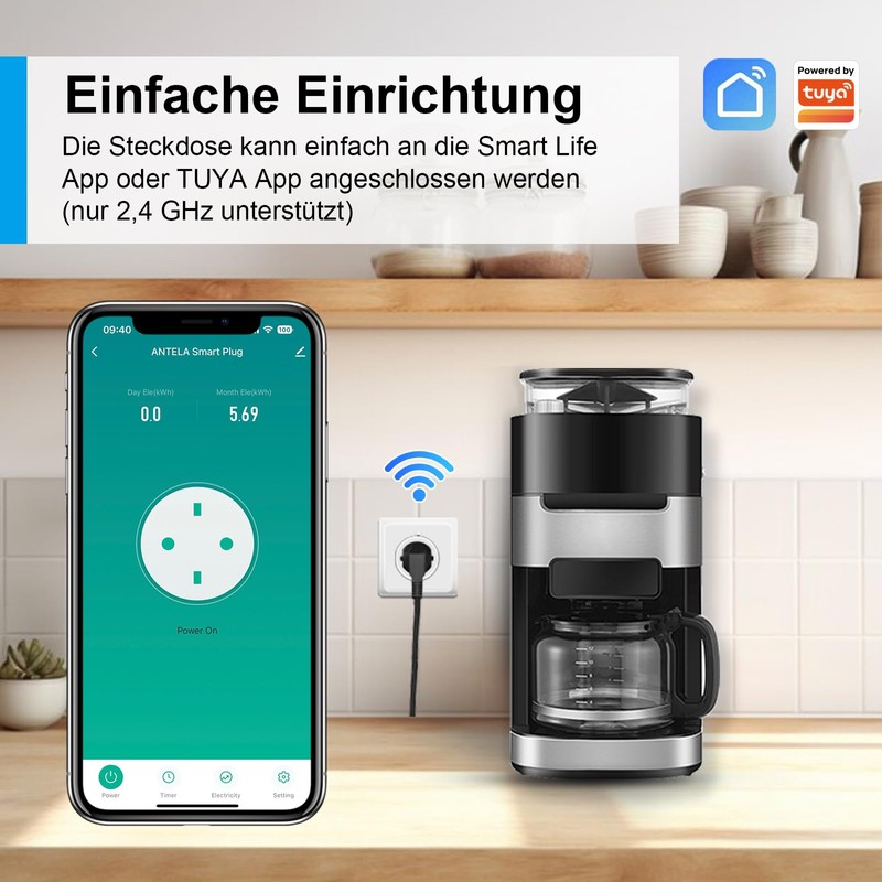 Antela WLAN Smart Socket with Current Measurement 16 A, Smart