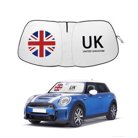 2024 Upgrade Front Windshield Sunshade Foldable Mini Cooper Sun Shade fit for 2015-2024 Mini Cooper Cooper S Hardtop 4 Door Mini Cooper Windshield Sunshade Union Jack Flag |Keep Car Interior Cooler|