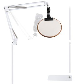 White Adjustable Embroidery Hoops Stand for Hand Work,3-in-1 Hoop/Tablet/Phone Holder Floor Stand,Embroidery Desktop Stand，Lap Cross Stitch Frame with 360° Rotation,Hand Embroidery Stand