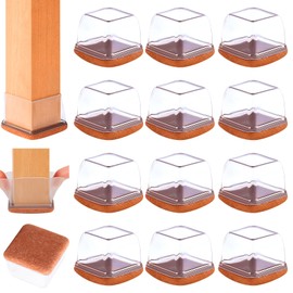 16PCS Extra Large Chair Leg Floor Protectors, Felt Furniture Pads for Hardwood Floors, Square Clear Sofa Bed Dining Table Chair Leg Covers to Protect Floors and Prevent Scratches & Noise(Fit:1.5"-2")