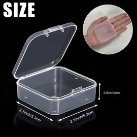DUOFIRE Storage Boxes, Small Box Made of Transparent Plastic, Small Box with Lid, Storage Container for Beads, Crafts, Jewellery (5.4 x 5.4 x 2 cm, Pack of 12)