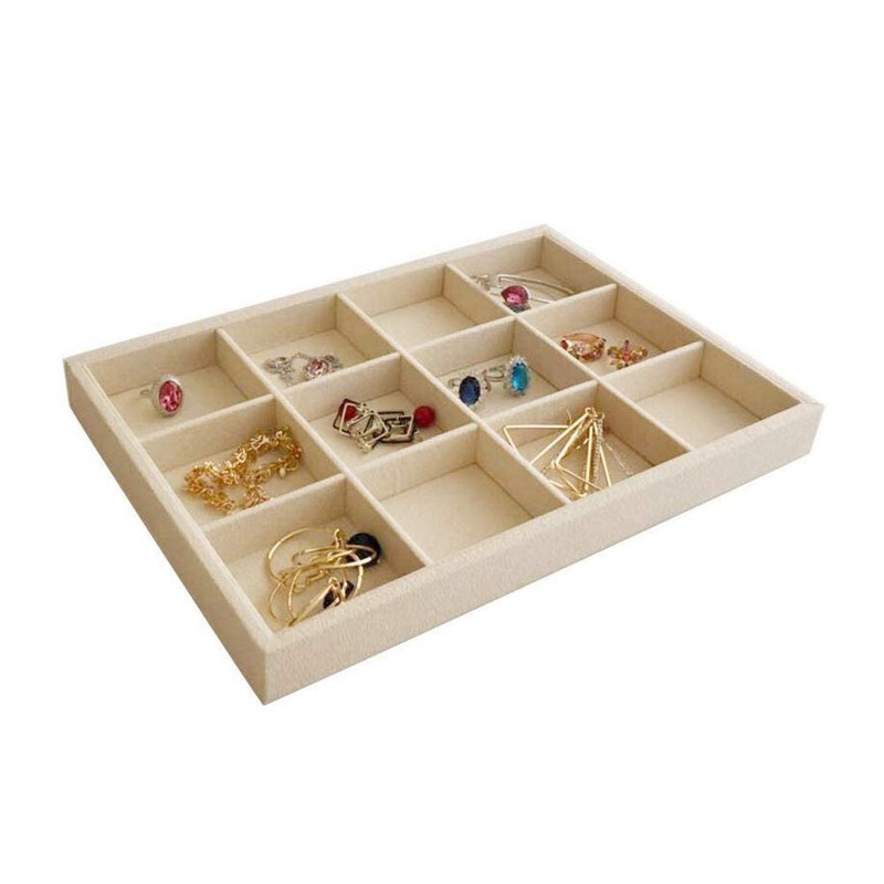 Svea Display Premium Grade Beige Velvet Jewelry Organization Tray 12