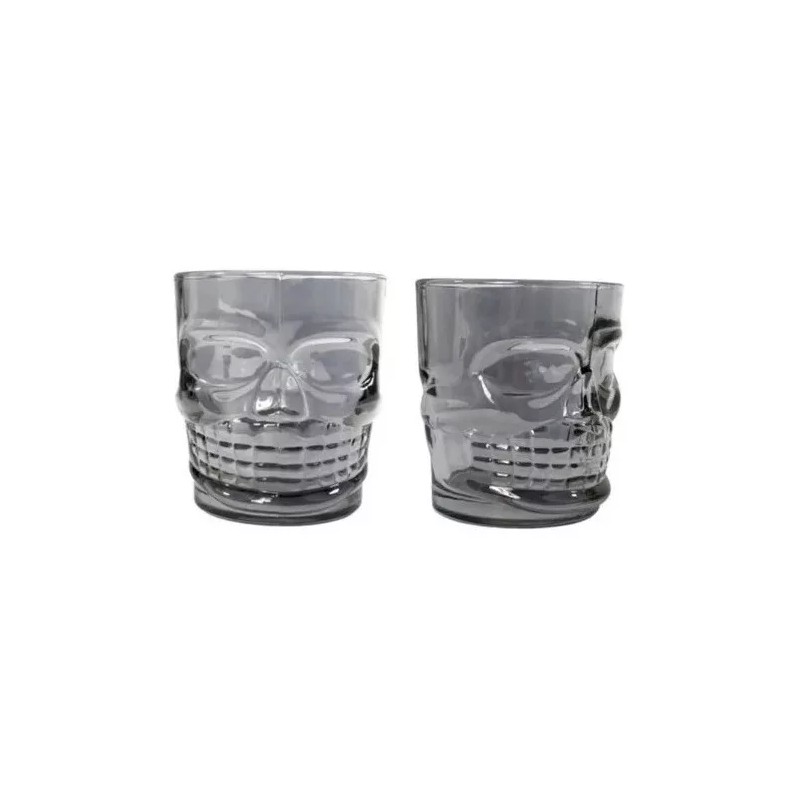 Total Supplier 6 Vasos Tequileros Cráneo Calaveras Plateadas Cervezas