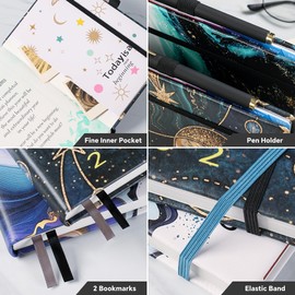 ZXHQ Diary 2026 Week to View A5, Jan - Dec 2026, Weekly and Monthly Full Year Planner, UK Holiday, Colorful Monthly Tabs, with Pen, Inner Pocket, Size(5.9" × 8.5") - Planet