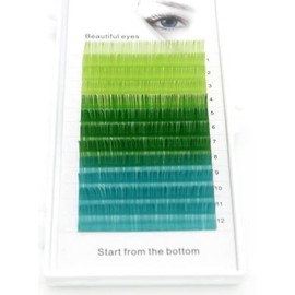 Alluring Mix Colored Lashes for Volume Eyelash Extentions C .07mm thickness (Li-Green/Drk-Green/Teal)