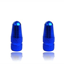 Blue presta Bike dust caps lightweight metal cycle valve caps