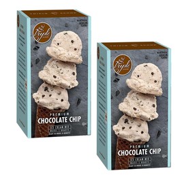 Triple Scoop - Premium Vanilla Choc Chip (2) Ice Cream Mix For Ice Cream Maker. Simple, Easy, Delicious. From Gourmet Mix To Maker in 5 Minutes, Makes 2 Creamy Qrts, Made in USA (2 Pk, Vanilla Choc)