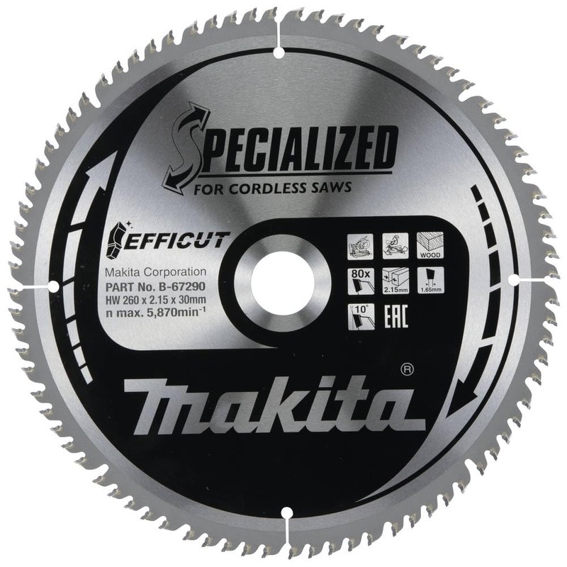 Makita B-67290 EFFICUT Circular Saw Blade Diameter 260 x 2.15