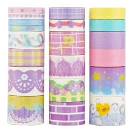 LGEGE 20 Rolls Starry Sky Washi Tape Set, 5/10/15/20/25 mm Wide, Japanese Masking Tape Décor for Scrapbook,Bullet Journal,Gift Wrapping,DIY Craft (2m)