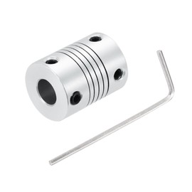 sourcing map 1Pcs 8mm to 8mm Aluminum Alloy Shaft Coupling L25xD19 Flexible Coupler Beam Stepper Motor Joint Connector for 3D Printer CNC Machine DIY Encoders and Motors Shaft,Silver