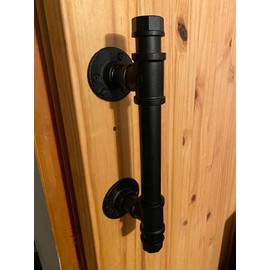 1pc Black Barn Door Pull Handle,Rustic Exterior Door Handle and Pulls,Industrial Pipe Interior Door Knobs,Iron Front Sliding Door Handle,Gate Handles Door Hardware,Industrial Style Retro
