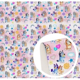 Bluey rainbow Cartoon Polyester Cotton blend fabric Bluey Sister 20"x55" 1266834