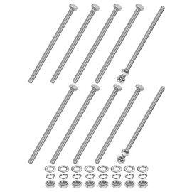M METERXITY 10-Pack Hex Head Screw Bolt with Nuts Flat & Lock Washers M6x120mm Stainless Steel Bolts and Nuts Kit Fully Threaded Metric Bolt Assortment for Equipment/Machinery