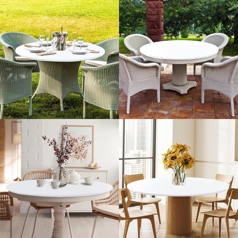 Highdi Tablecloth Washable Round 110 cm, Elastic Mármol Printable Tablecloth