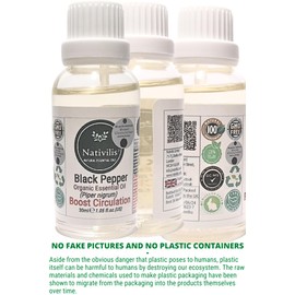 Nativilis Black Pepper Organic Essential Oil 30 ml (Piper nigrum) - Ease Aching Muscles Boost The Immune System Improves Circulation - Copaiba Properties