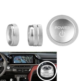 HDUFC Interior Accessories for 2025 Toyota Camry - Aluminum Volume Regulator, Rearview Mirror knob Cover, Engine Start Button Cover/Ring 4-Piece Set (Silver)