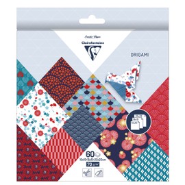 Clairefontaine Hanayo 95347C - Pack of 60 Sheets Origami Paper with 3 Formats, 10 x 10 cm, 15 x 15 cm, 20 x 20 cm, 70 g, 1 Pack, Hanayo