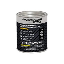 Procrom Premium Metal Paint – Gloss Pure Black, Pint | Direct-to-Metal, Professional Finish, Anti-Rust Protection, Fast-Drying Indoor & Outdoor Coating