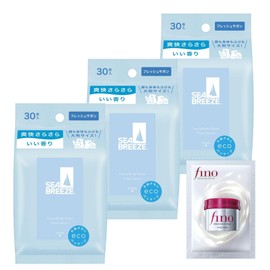 SEABREEZE Face & Body Sheet N Fresh Savon, 30 Sheets x 3 Pieces + Extra Large, Full Body, Face, Sweat, Dirt, Comfortable, Sebum, Shiny, Refreshing, Clean