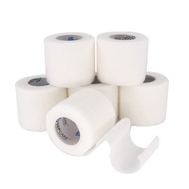 包帯 自己粘着包帯 ール 凝集包帯 伸縮包帯 弾性包帯 通気性 多用途 自着性包帯セット テーピング バンデージ 伸縮性 通気性 ペットにも (白, 6ロ)