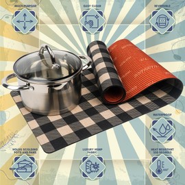 Chocolate Lemon: Trivet Table Runner - Heat Resistant 350F, Waterproof, Reversible for Hot Dishes, Plates & Pots (Buffalo Plaid, 48 inch)