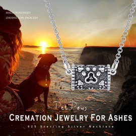 CUOKA MIRACLE Urn Necklaces for Ashes 925 Sterling Silver Celtic/Drop/Crystal/Cross/Paw Memorial Urn Chain Cremation Keepsake Ash Jewellery for Women Unisex, Sterling Silver