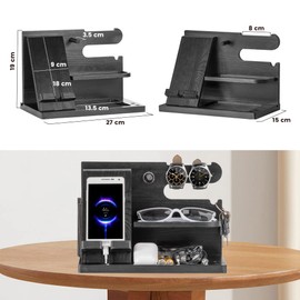 AliveByte Men's Wooden Phone Docking Station Birthday Men Dad Gift Father's Day Bedside Organiser Anniversary Christmas Gifts for Husband Father