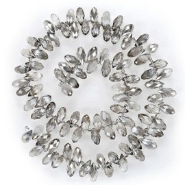 5 hebras checas perforadas en la parte superior de 12 mm con forma de lágrima facetada de cristal Briolette de plata champán (~ 470 – 490 piezas) para hacer manualidades de joyería CCT2-29