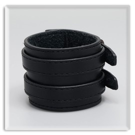 Xusamss Punk Jewelry Wristband Belt Buckle Bracelet Wide Leather Armband Cuff Bracelet(Black)