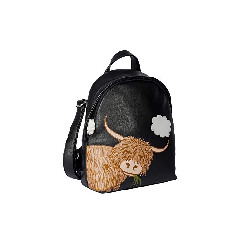 Mala Leather Bella Highland Cow Backpack 7208-33 (Black)