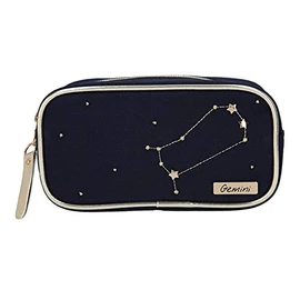 Depesche TOPModel 10861-027 Cosmetic Bag Dark Blue Decorated with Gemini Constellation Gemini (Gemini) Approx. 19 x 10 x 5.5 cm Large for Storage of Make-Up and Cosmetics Items