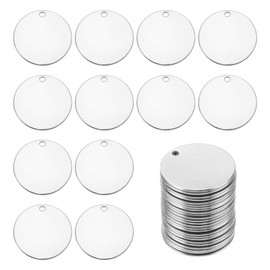 sourcing map 25Pcs Stainless Steel Blank Stamping Tag Engraved Stainless Steel Round Charm Pendant with Holes 25mm/1" Silver for Pendant Bracelet Necklace Jewelry Making Earring