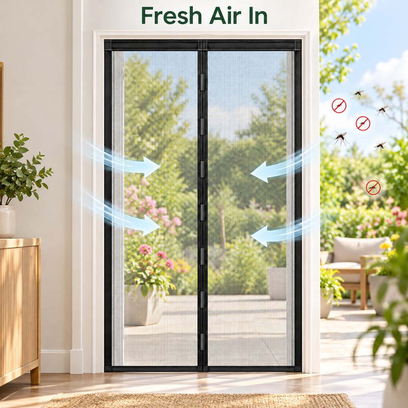 Magnetic Screen Door Mesh Curtain – Hands-Free Auto-Close Insect Net