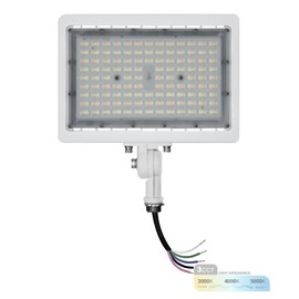 NUWATT 90W LED Flood Light, 3CCT 3000K/4000K/5000K Selectable, IP65 Waterproof Lighting, Adjustable Knuckle Mount, 12600LM, 0-10V Dimmable, 120-277V, Outdoor Security Floodlight for Yard, White, UL