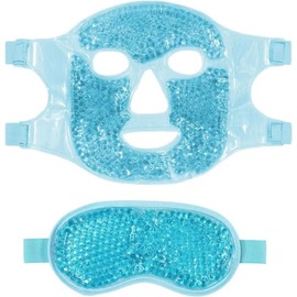 Mascarilla de ojos fría con compresa fría y caliente para reducir la hinchazón y las ojeras, con perlas de gel, ideal para el cuidado facial, ideal para mujeres que duermen, sufren de presión