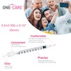 ONE-CARE Syringes 0.5 ml/cc, 30G x 5/16"(8mm), Orange Cap, 10
