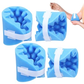 Threlaco 4 Pcs Elbow Protectors for Elderly Blue Elbow Pads Adjustable Decubitus Care for Women Men Relieve Pressure Sores, One Size Fits All