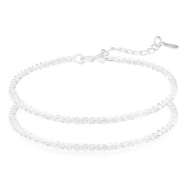 BONJOULRY Silver Layered Bracelets for Women Trendy 14K Gold Plated Silver Dainty Bracelet Double Chain Birthday Mother's Day Jewelry Gift With Velvet Pouch
