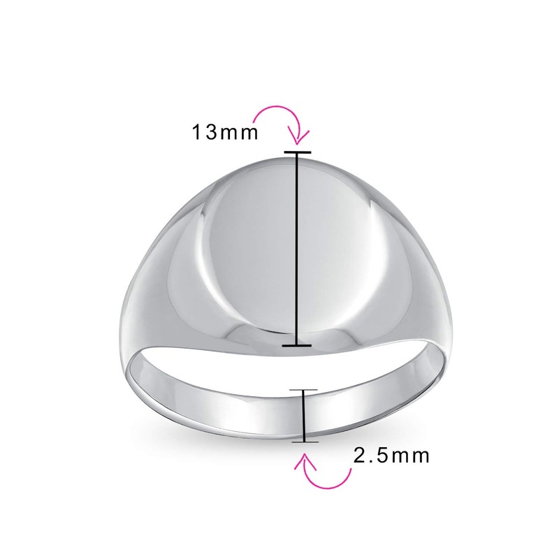 Basic Simple Monogram Engravable 925 Sterling Silver Oval Signet Ring